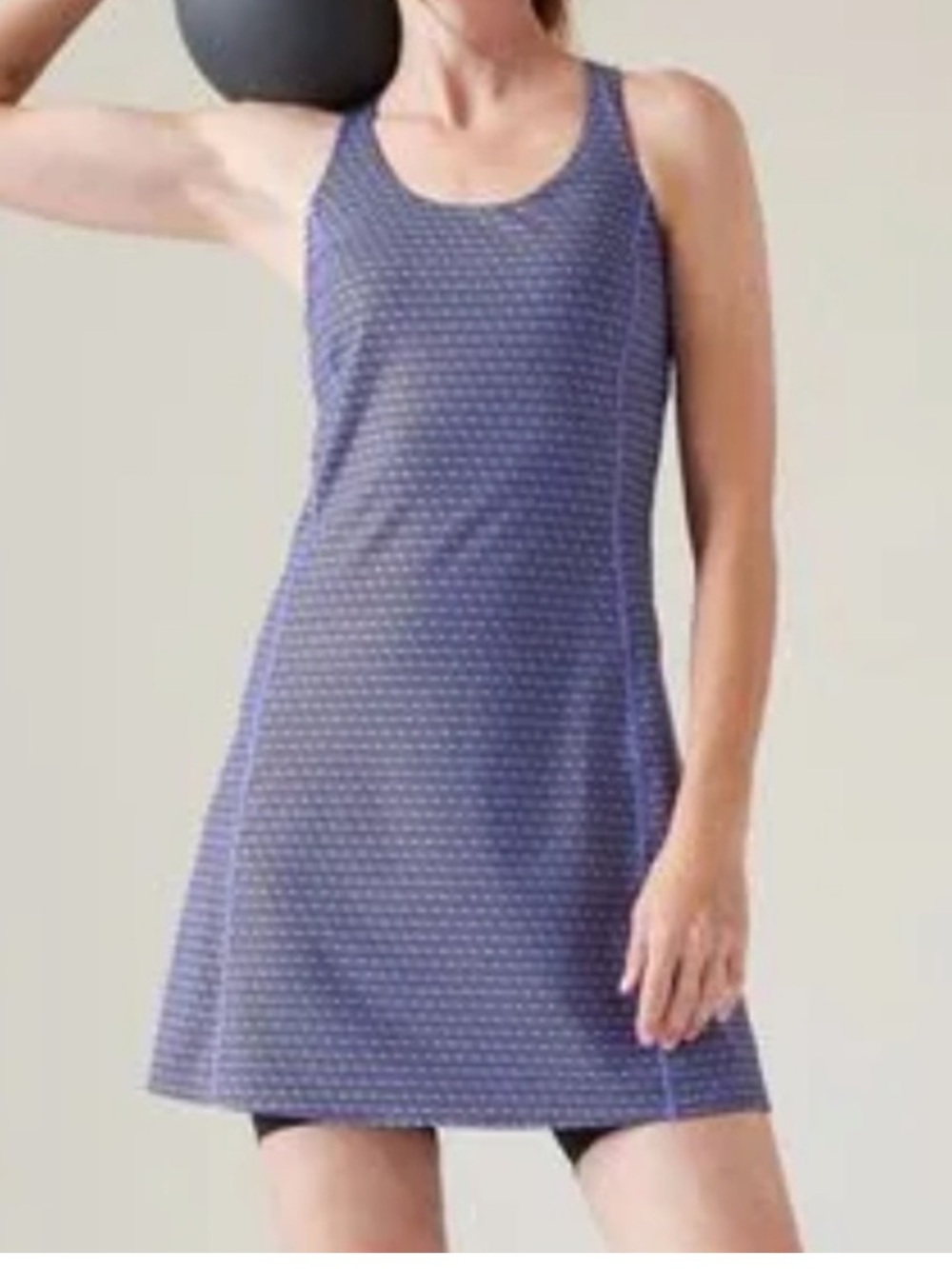 Athleta Sleeveless Purple Geometric Print Activewear Mini Dress, Size S, NWT